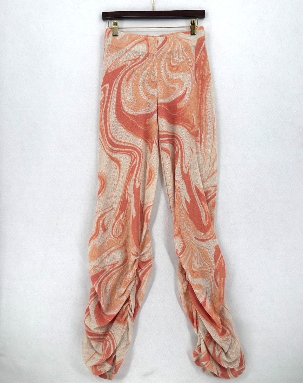 Jaded London Pink Swirl Linen Blend Ruched Pull on Pants Sz 6